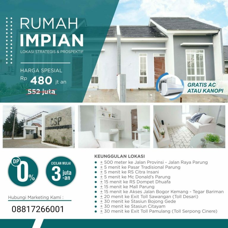 Rumah Murah di Parung Lingkungan Nyaman dekat ke jalan Pemda Cibinong