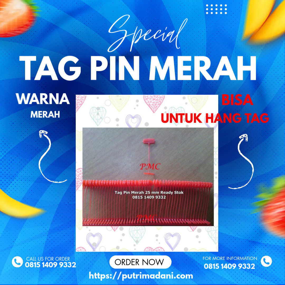 Tag Pin 25mm Warna Merah di Subang