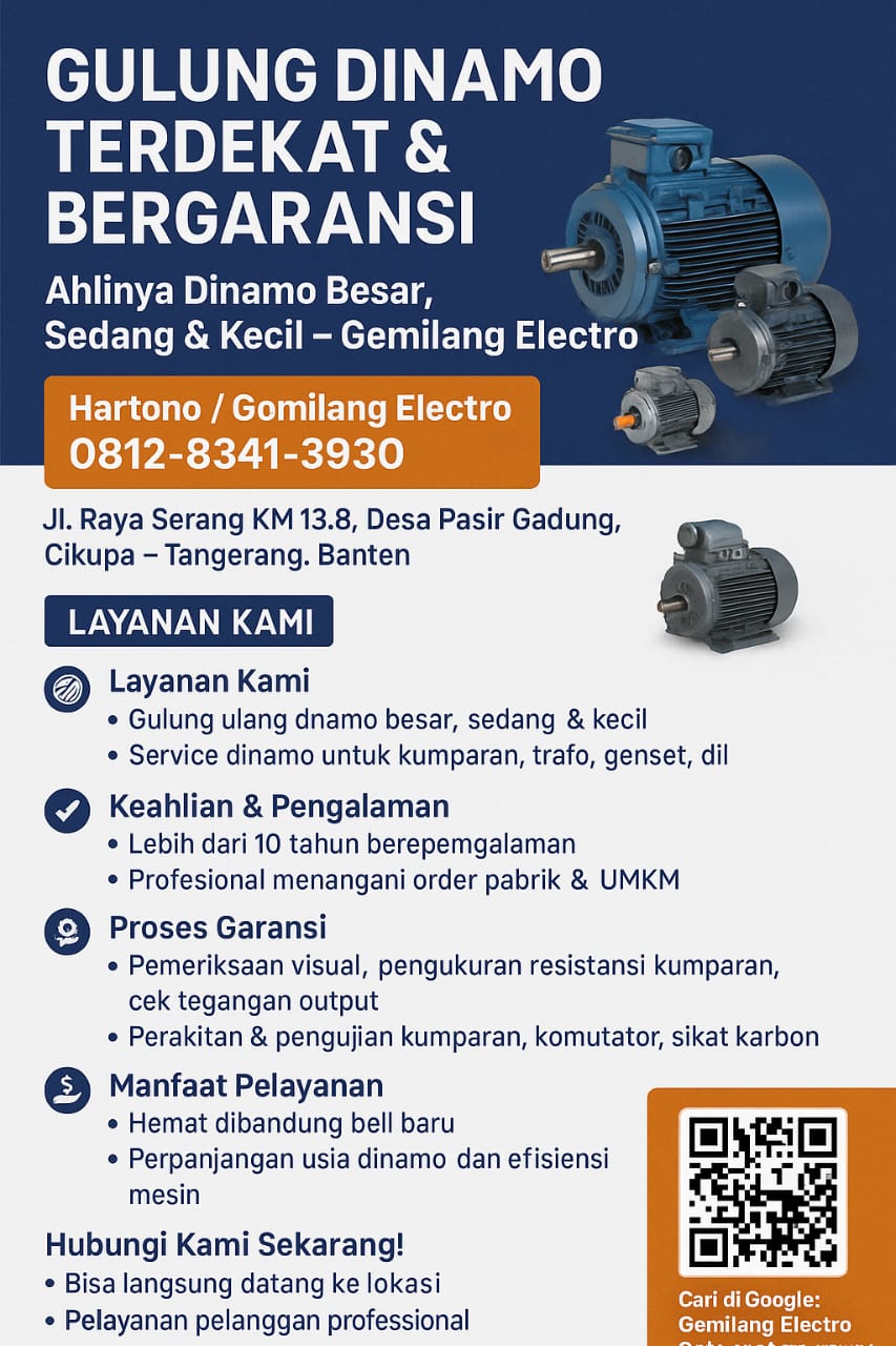 Jasa Gulung Dinamo Terdekat Bergaransi – Gemilang Electro Cikupa Tangerang Jasa Gulung Dinamo Terdekat Bergaransi – Gemilang Electro Cikupa Tangerang