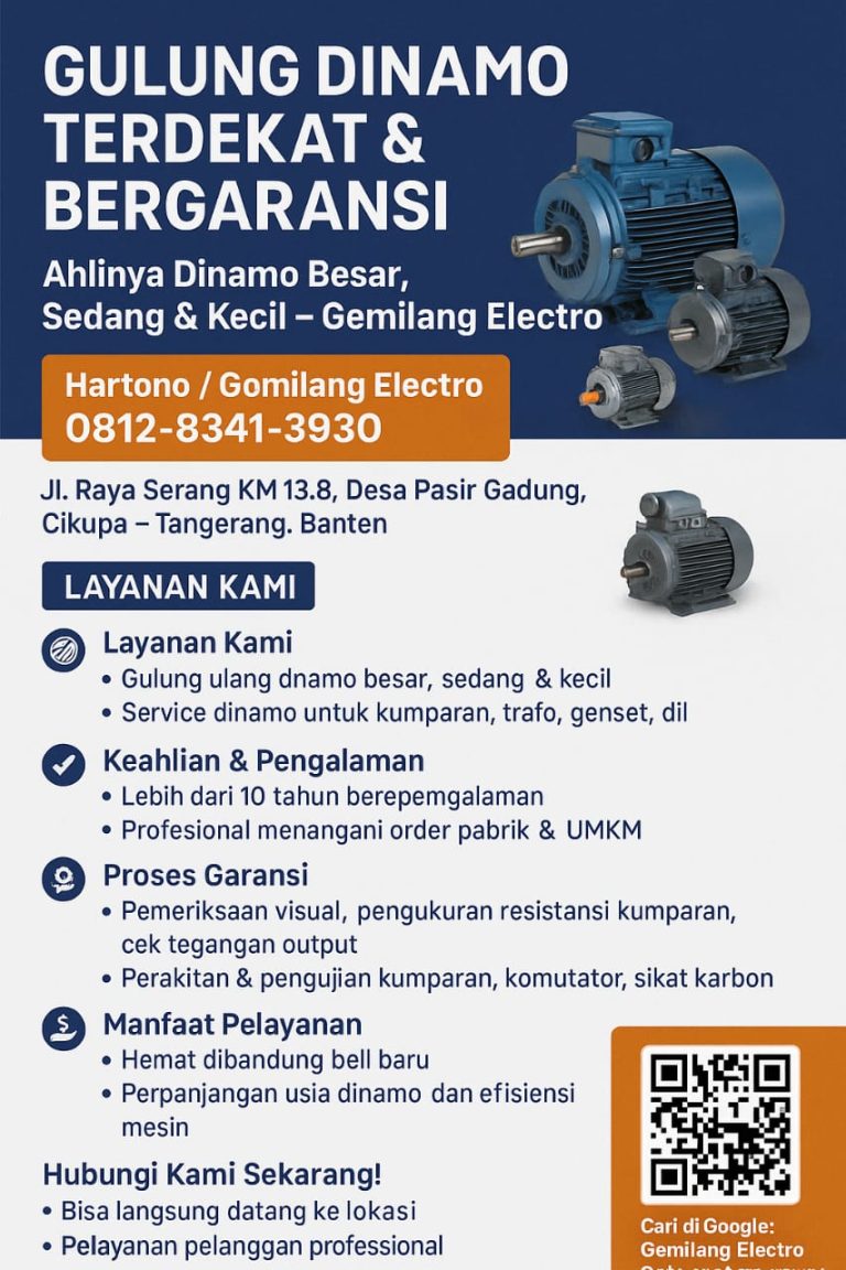 Jasa Gulung Dinamo Terdekat Bergaransi – Gemilang Electro Cikupa Tangerang