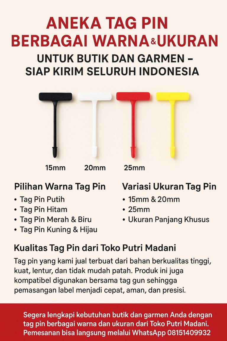 Jual aneka tag pin berbagai warna dan ukuran untuk butik dan garmen