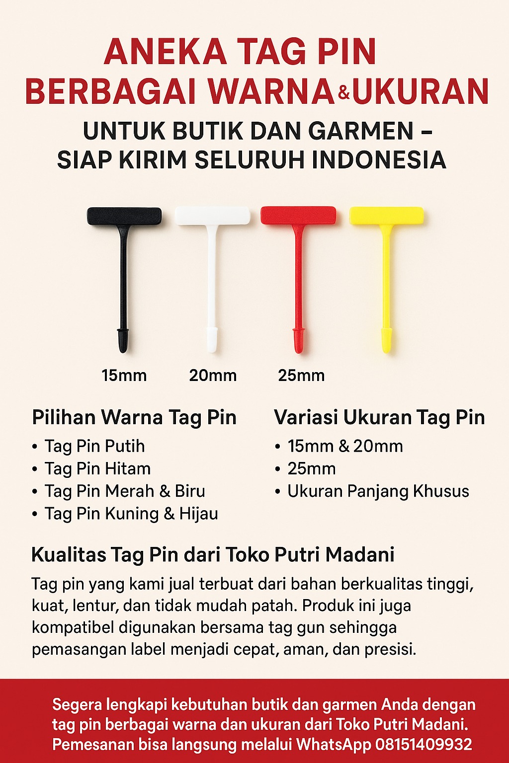Jual aneka tag pin berbagai warna dan ukuran untuk butik dan garmen 081514099332 Jual aneka tag pin berbagai warna dan ukuran untuk butik dan garmen 081514099332