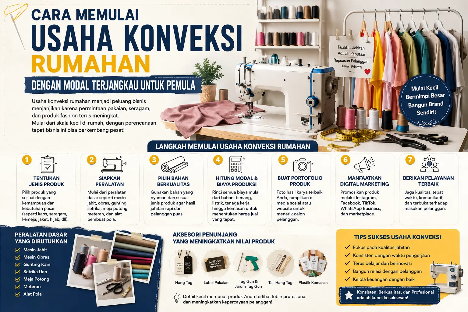 Cara Memulai Usaha Konveksi Rumahan dengan Modal Terjangkau untuk Pemula